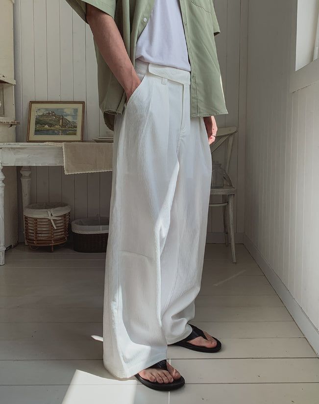 Wrap Snap Hidden Button Wide Slacks