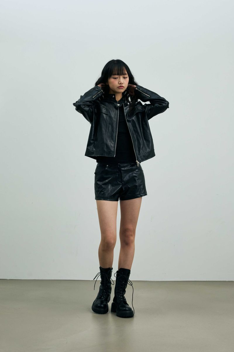 CLARI FAUX LEATHER JACKET / BLACK