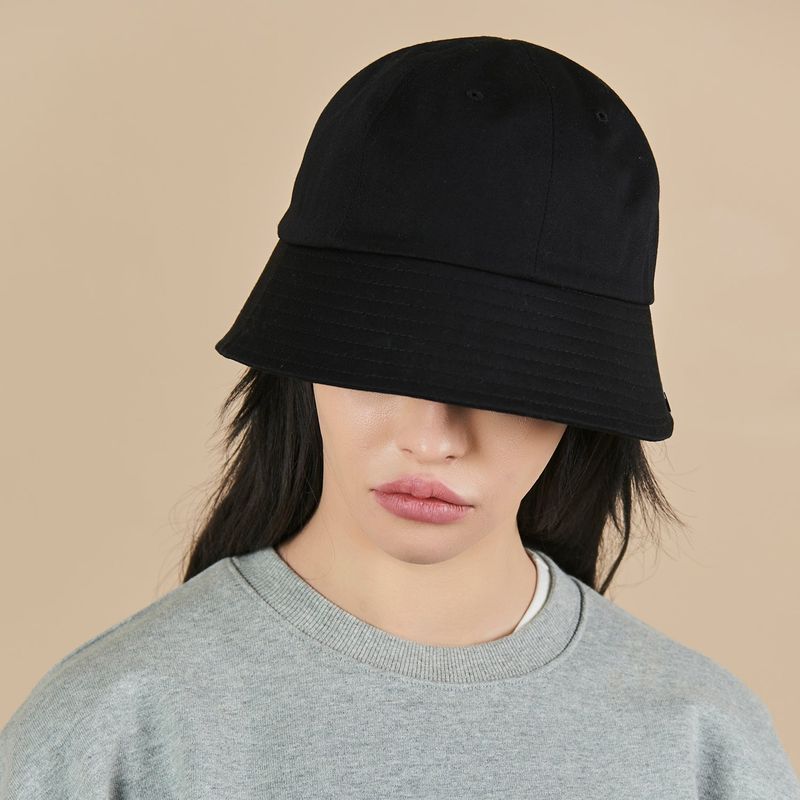 Monogram Label Round Bucket Hat Black