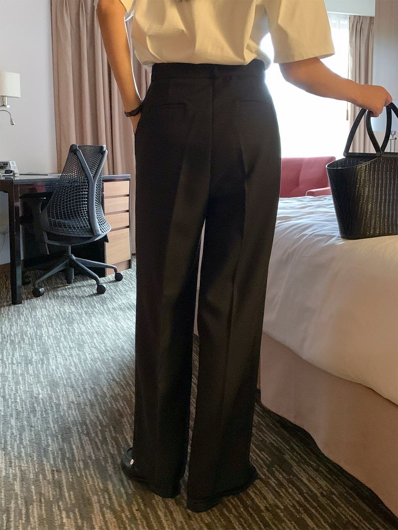 luch wool pintuck wide slacks
