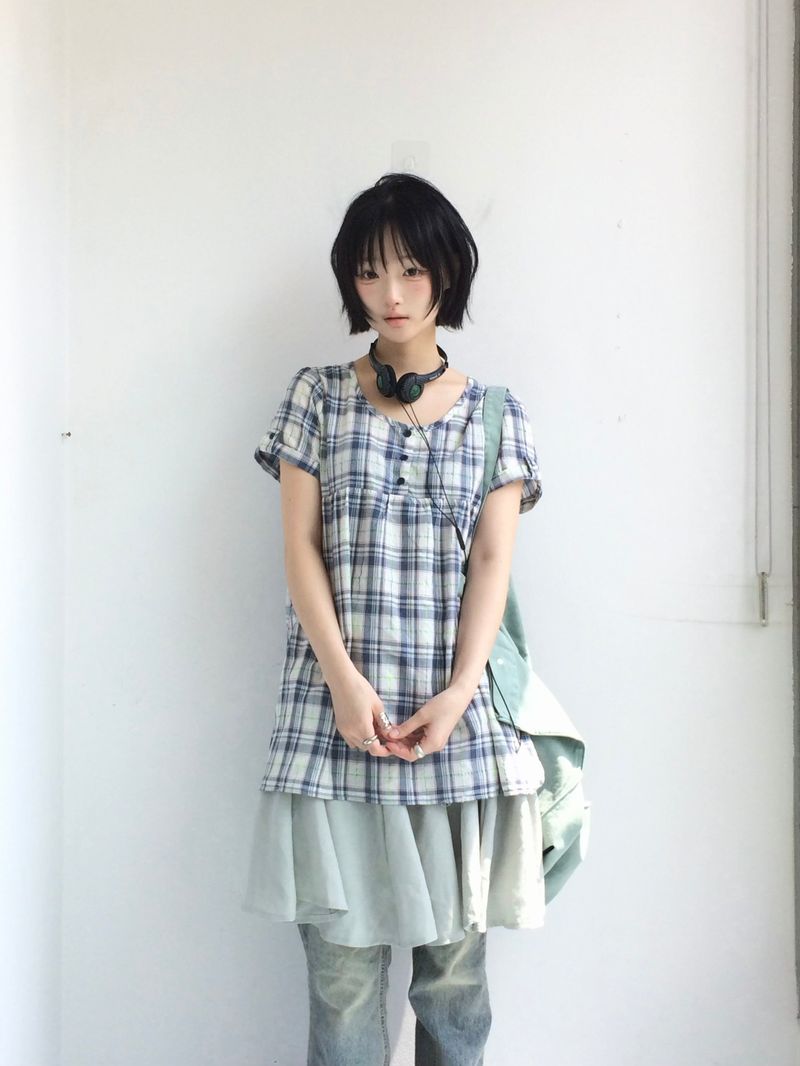ner.ui.bin（ノエビン）の「パステルチェックコットンドレス（ワンピース/ドレス）」