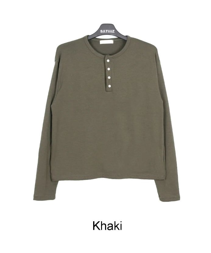 Para Soft Henley Neck Long Sleeve Tee