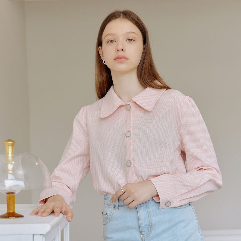 yuppe（ヤッピー）の「チェックパフシャツ / CHECK PUFF SHIRT_PINK（Tops）」