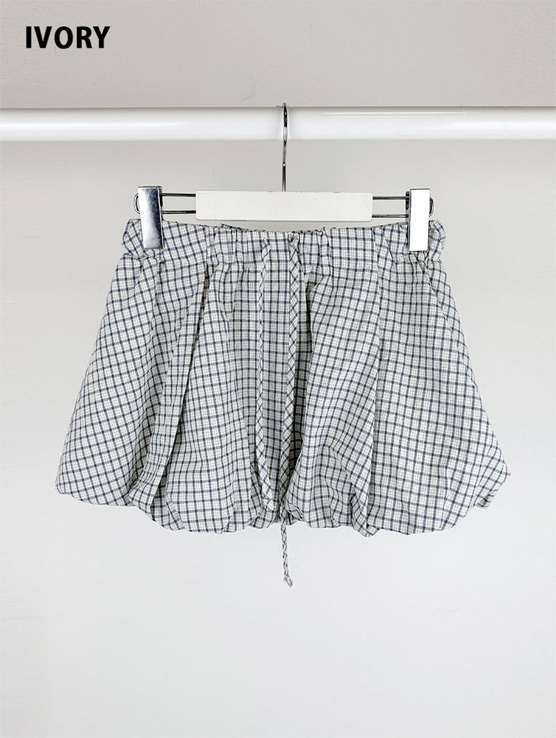 CHECK BALLOON SKIRT (2C)