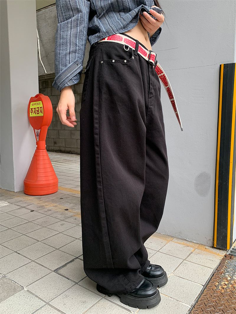 STUD FLAP COTTON JEANS