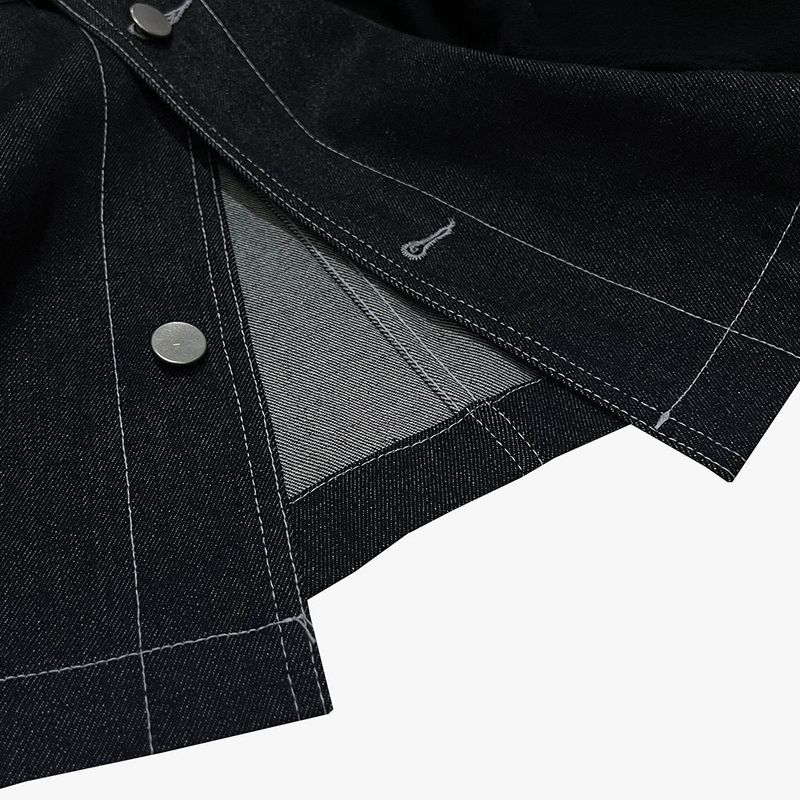 reverse terry pocket denim shortsleeve shirt_black
