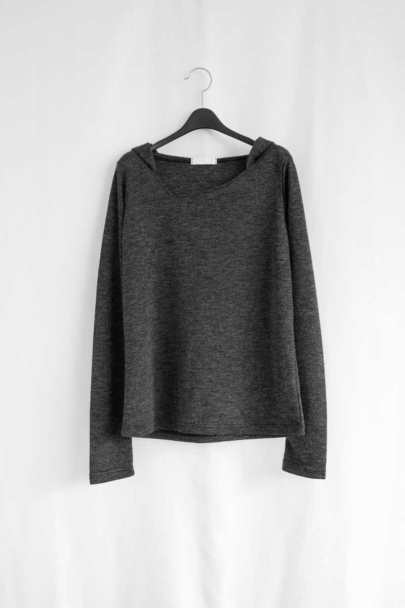 cutting shoulder unbal hood top(3colors)