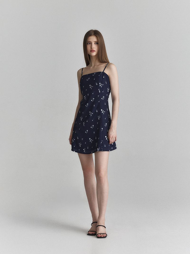 Floral flare dress (White)