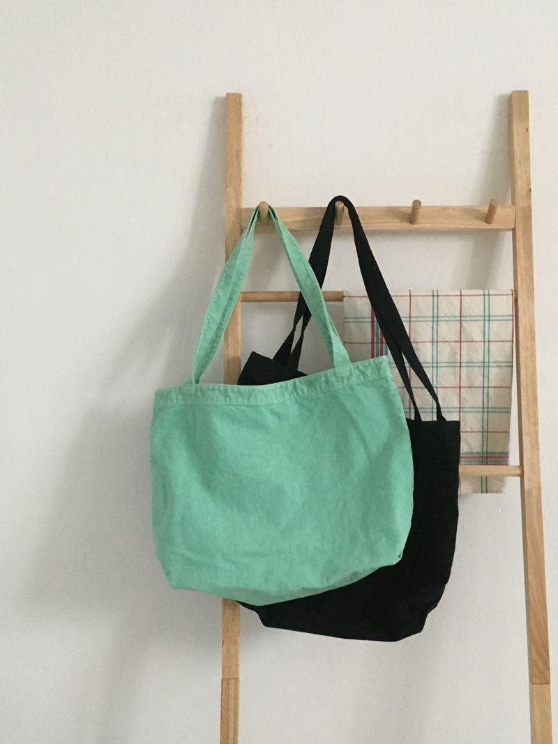 Basic Color Cotton Wide Shoulder Tote Bag