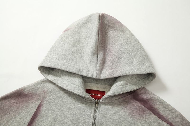 【Keshi】SPRAY RED SHORT CUT ZIP HOODIE