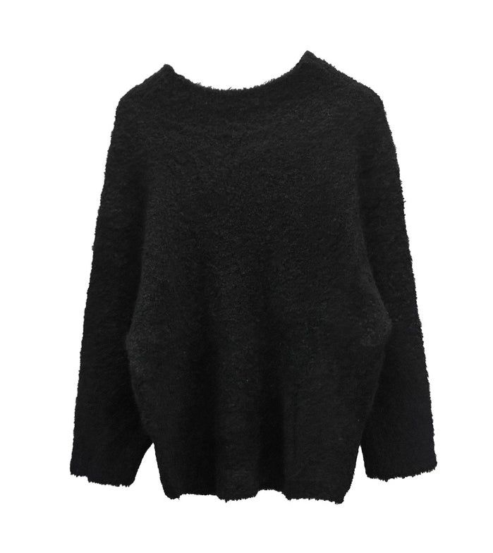 Solid loose-fit one-off knit sweatshirt