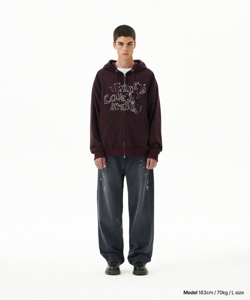EMB SPLATTER DENIM PANT