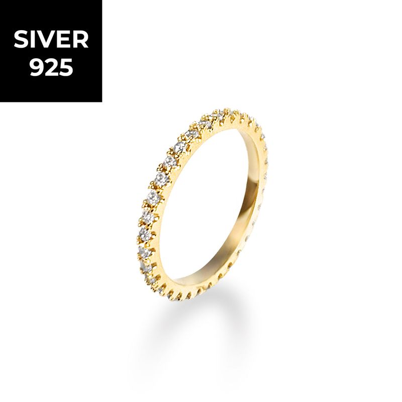 [S925] 2MM Prong Setting Tennis Ring (gold)