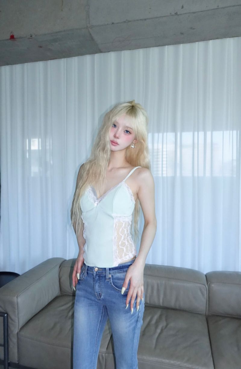 Pastel Mint Lace Sleeveless