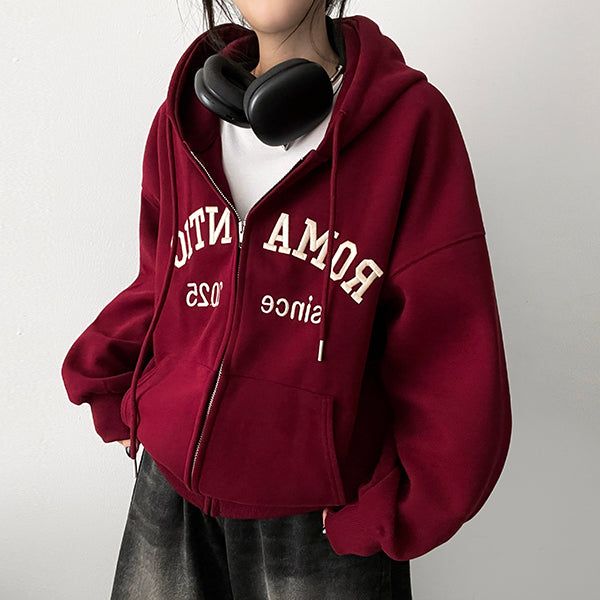 Shine Tantan Embroidered Hooded Zip-Up