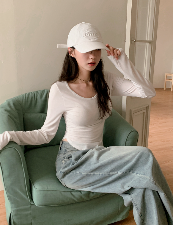 Basic U-neck Slim Long Sleeve T-shirt (5color)