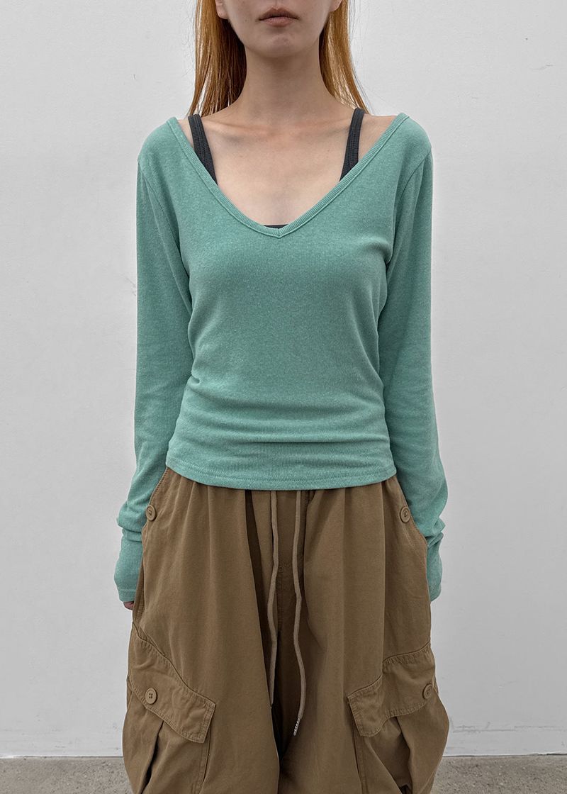 BLACKUP（ブラックアップ）の「[MADE] Wither V-neck Layered Long Sleeve Tee（Tops）」