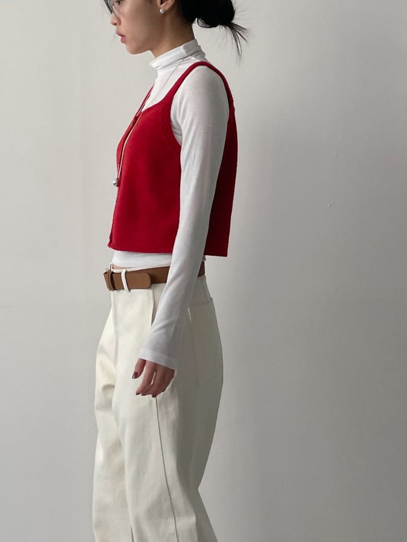 Wood Square Neck Knit Bustier