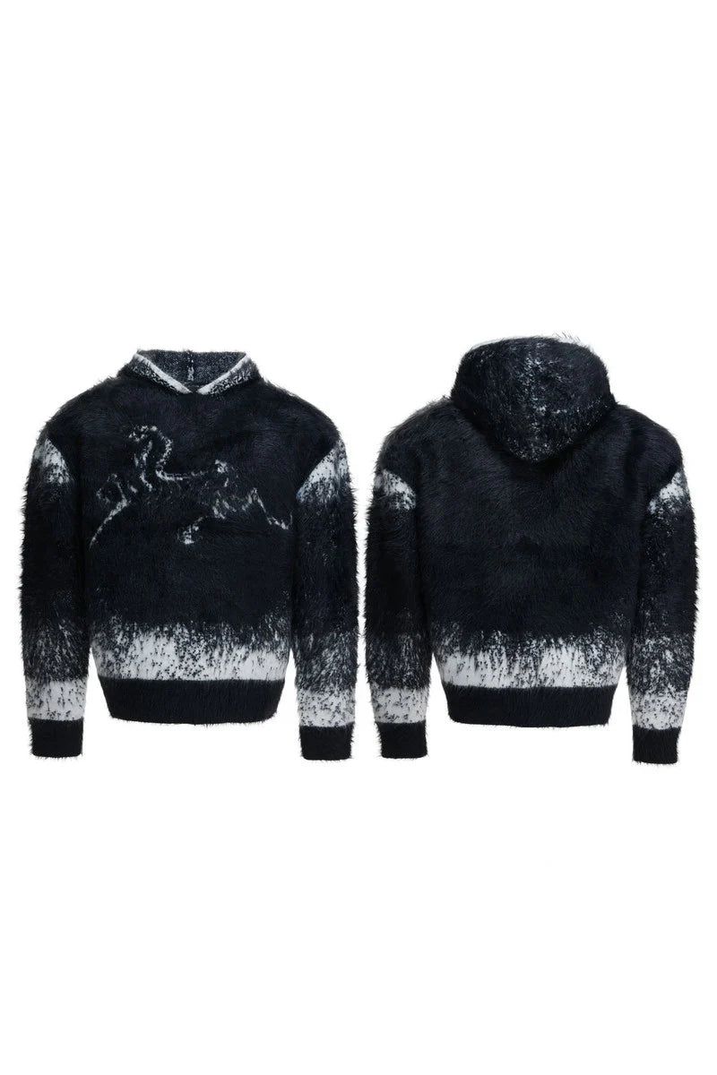 Gradient Faux Mink Hoodie Sweater