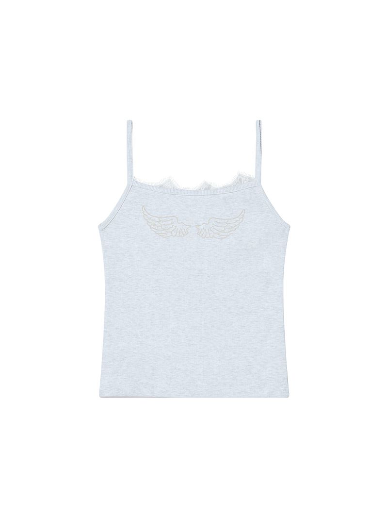 LACE SLEEVELESS HEATHER GREY