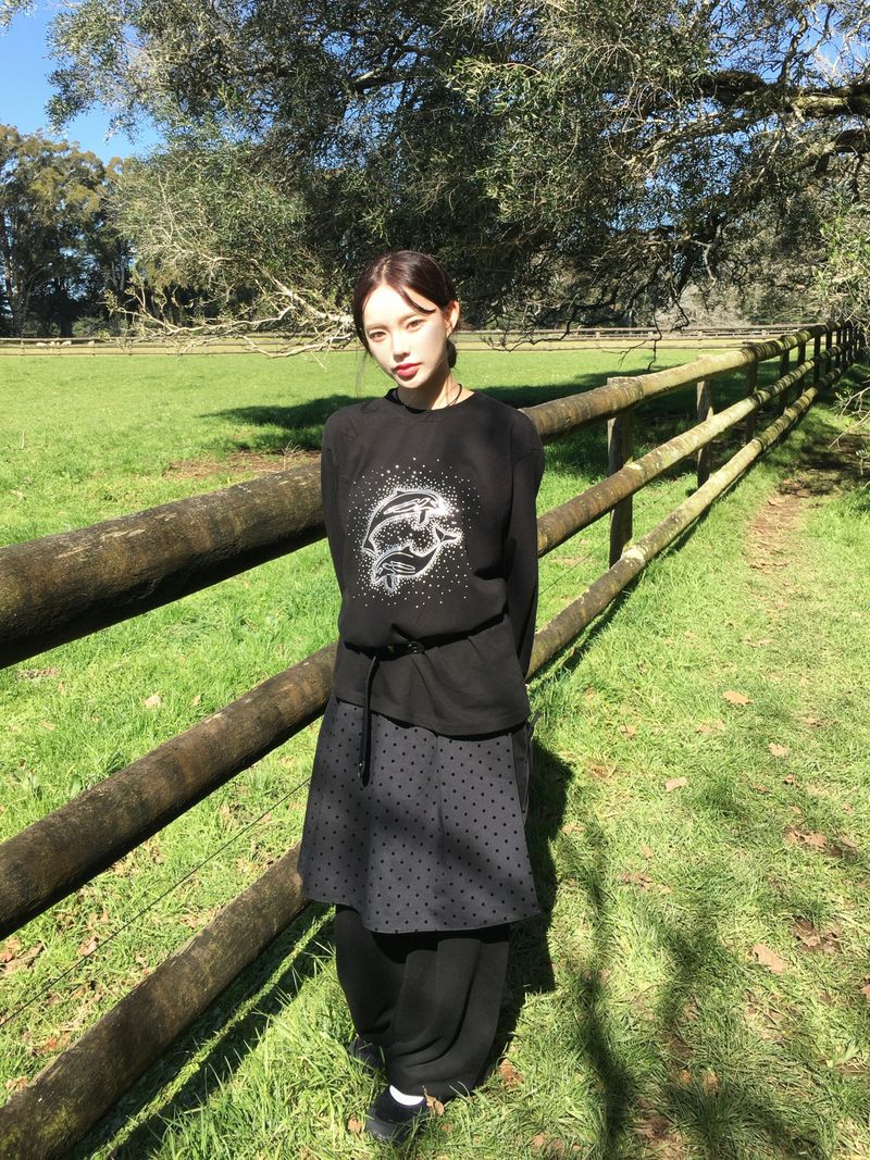 [Detachable] Dot Wrap Skirt Sweatpants (2c)
