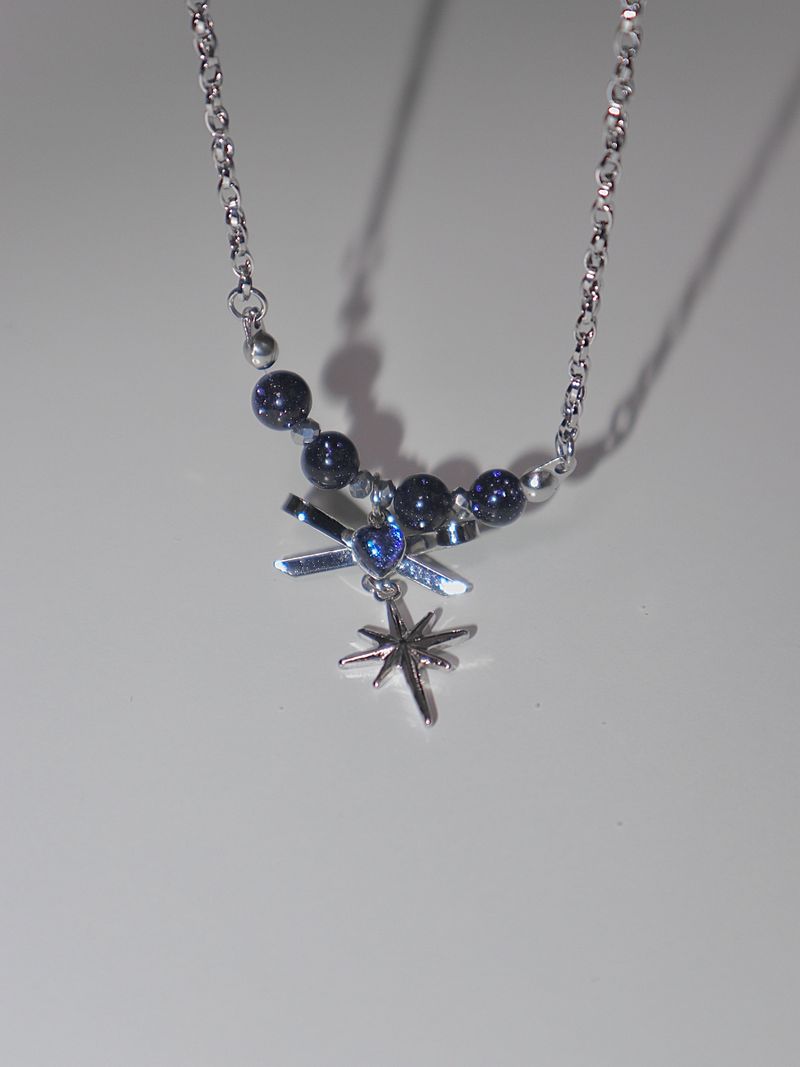 purple starlight heart ribbon necklace