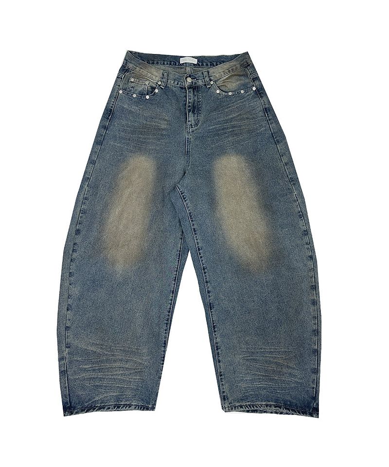 No.1249 back leather wide denim PT