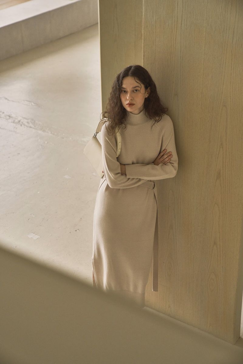 UNBALANCED KNIT DRESS_OATMEAL