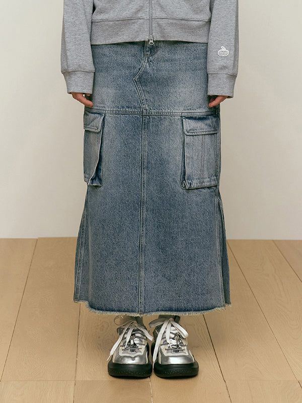 KIRSH（キルシー）の「VINTAGE CARGO DENIM LONG SKIRT [BLUE]（Skirts）」