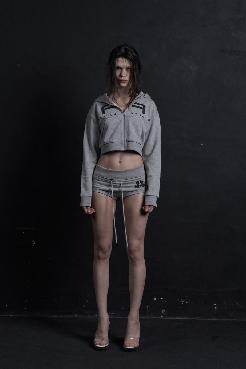 FR CROP HOODIE ZIP-UP GRAY