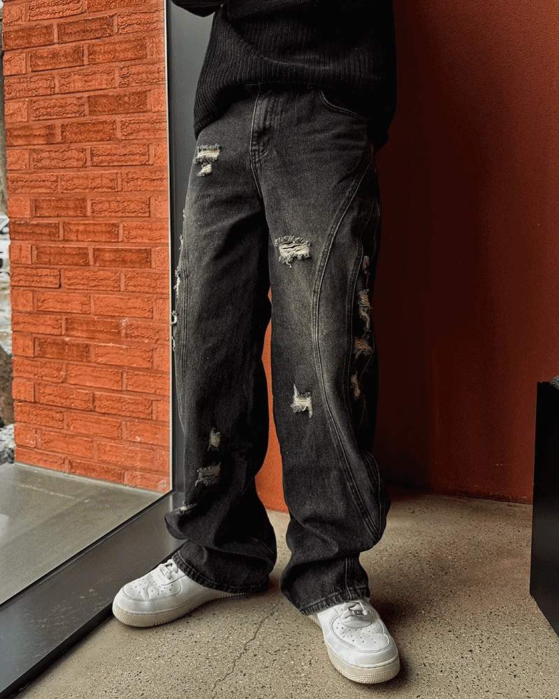 NOCELCOZY（ノセルコジー）の「NOCELCOZY Destroyed black and blue shot dry skin（Pants）」