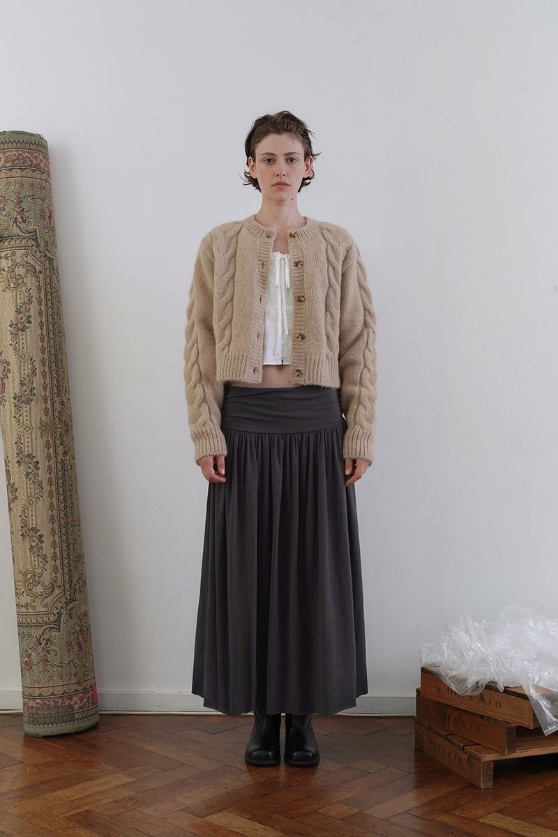 Mohair cable cardigan_beige
