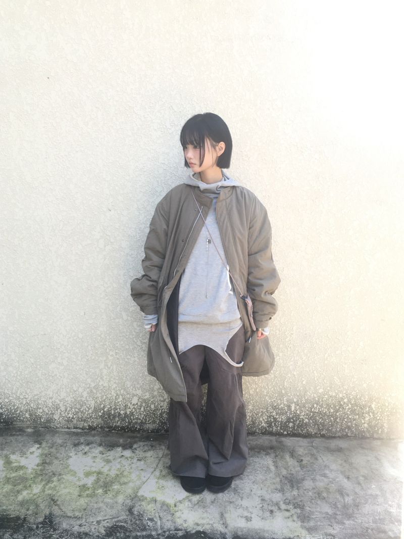 highneck loose waffle hood