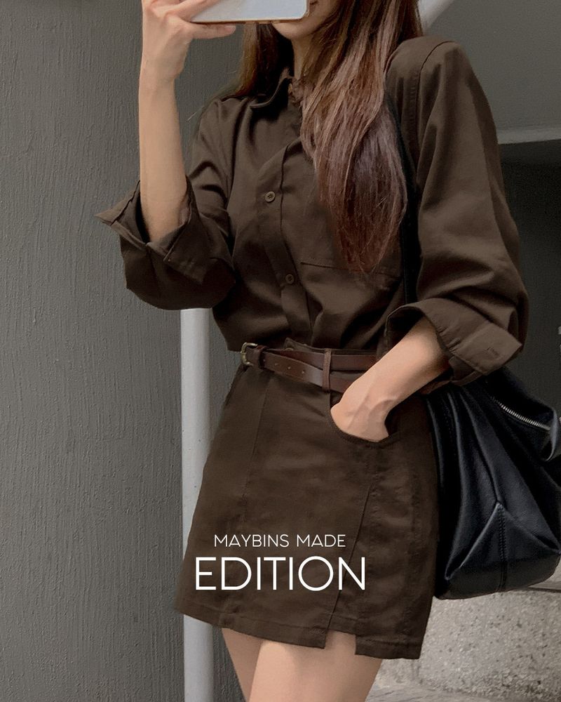 MADE. Ryoki shirt & skirt set with belt