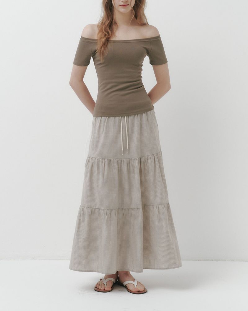 [MADE] Heidi, checkered tiered long skirt