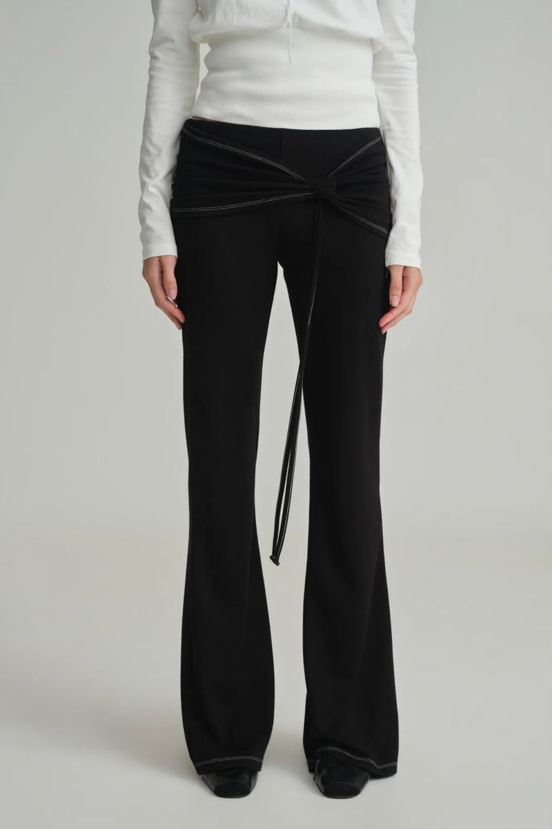 Ballet studio flare line pants, Black