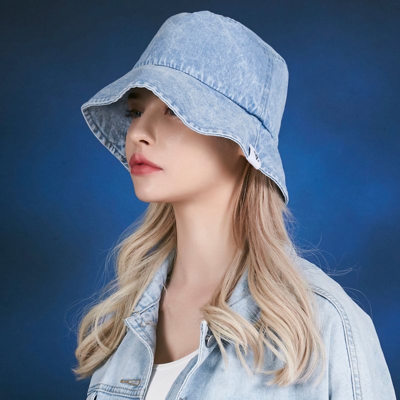 Stone wash denim bucket hat Light indigo
