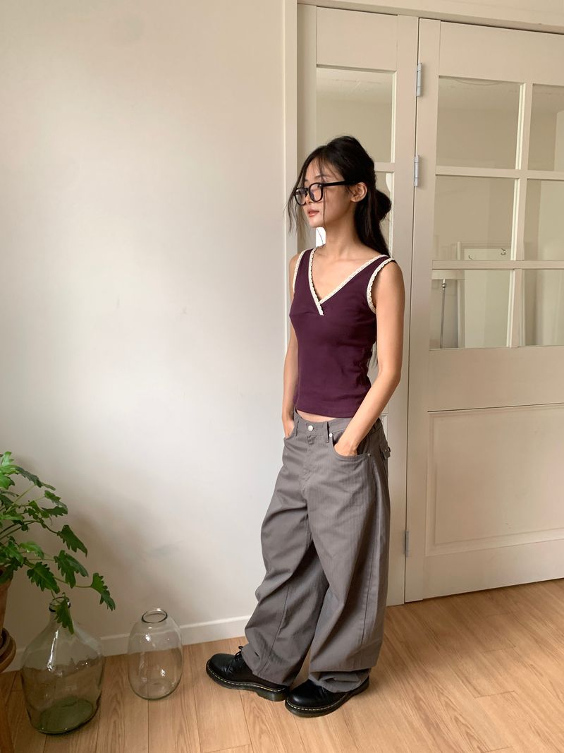 TWILL BACK POCKET STUD PANTS (3C)