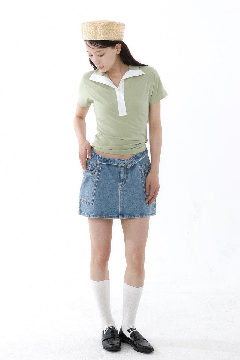 SOFT TENCEL HIGH-NECK TOP_SMOKE GREEN