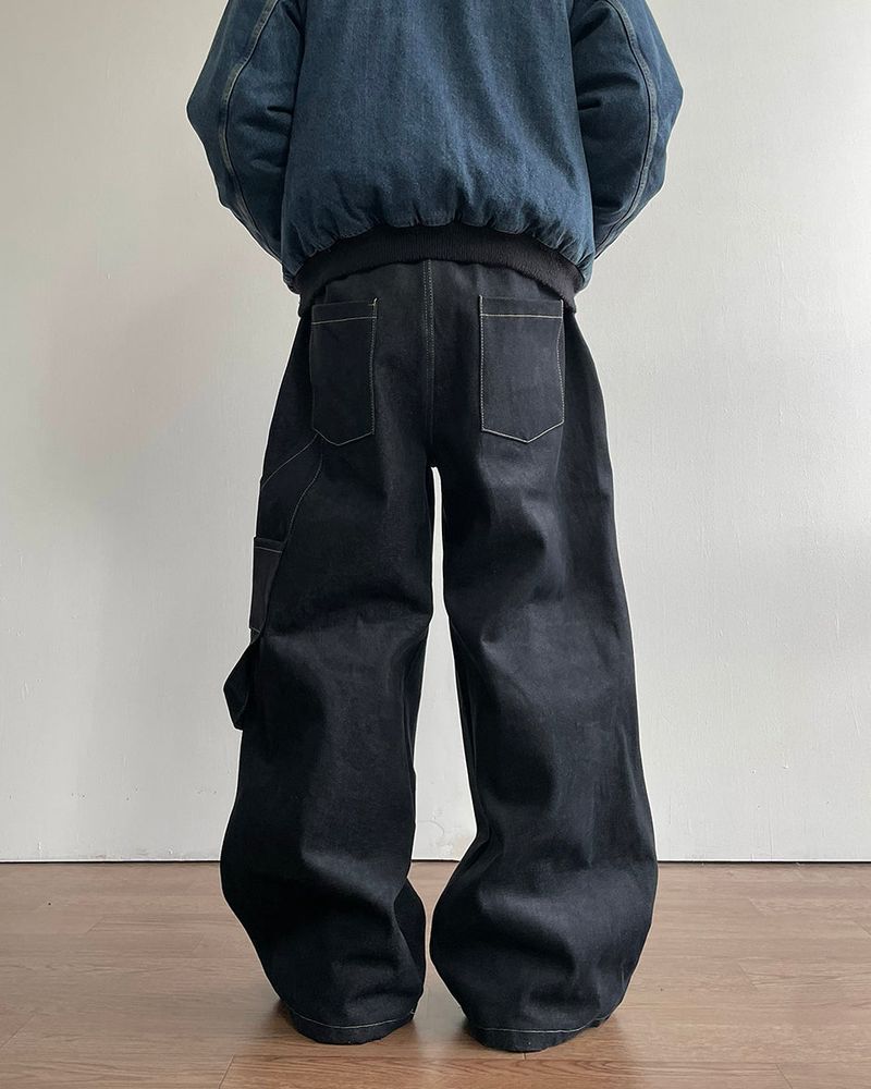Road napping denim pants