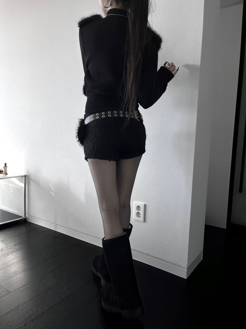 eyelet fur belt (2color)