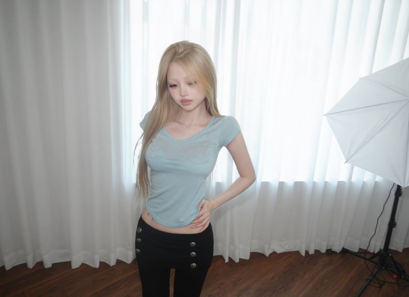 viviana corset cubic tee(4 color)