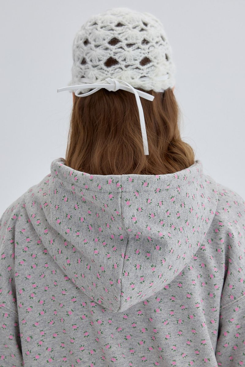 Lace Hood Zip Up [Gray]