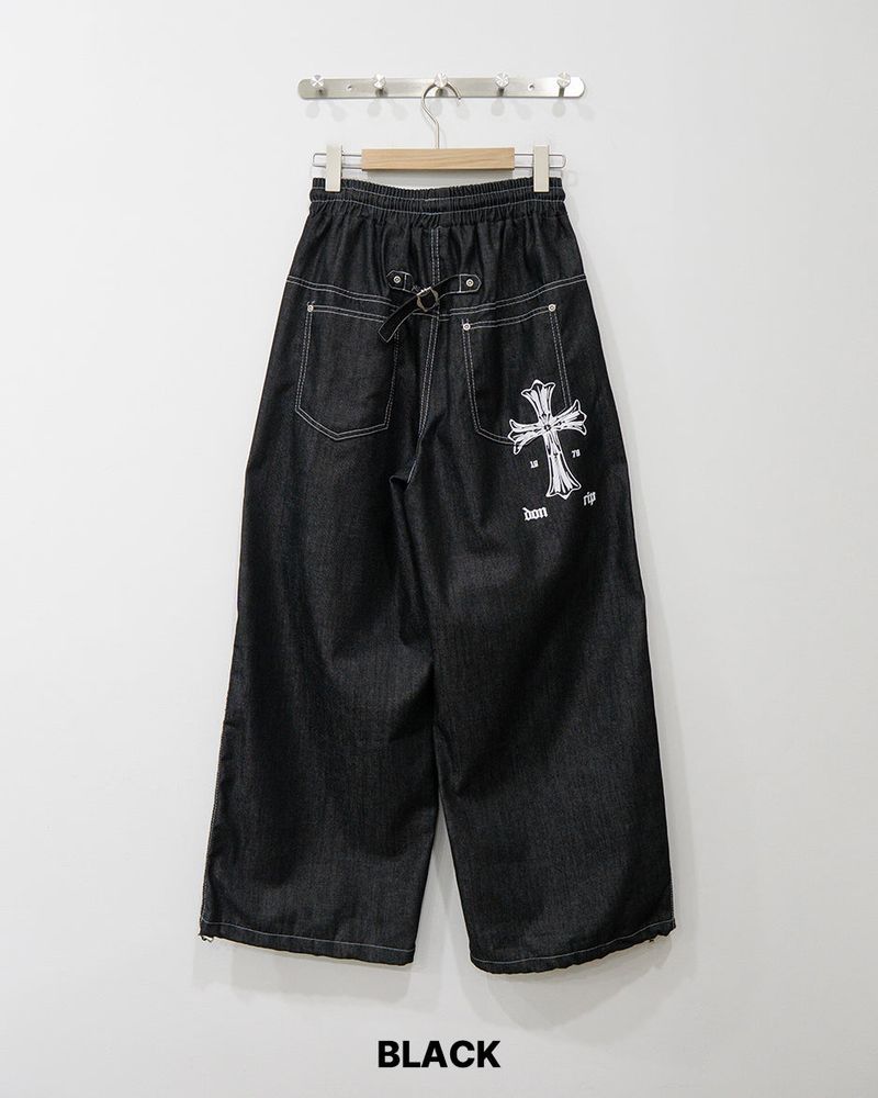 Cross Printing Denim Pants