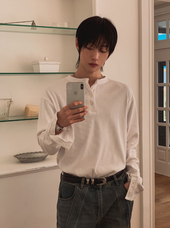 Levan Cuffs Henley Neck Long Sleeve