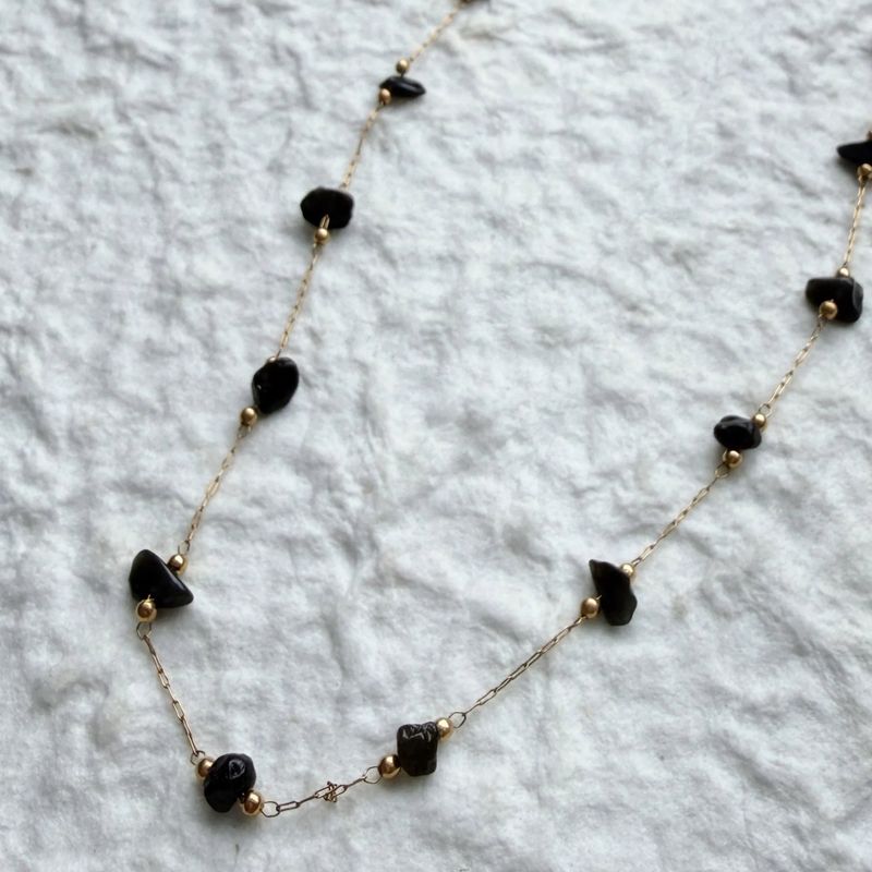 Black Stone Chain Necklace