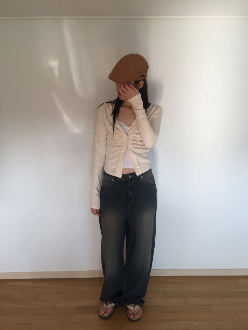 Touch denim wide long pants (2 colors)