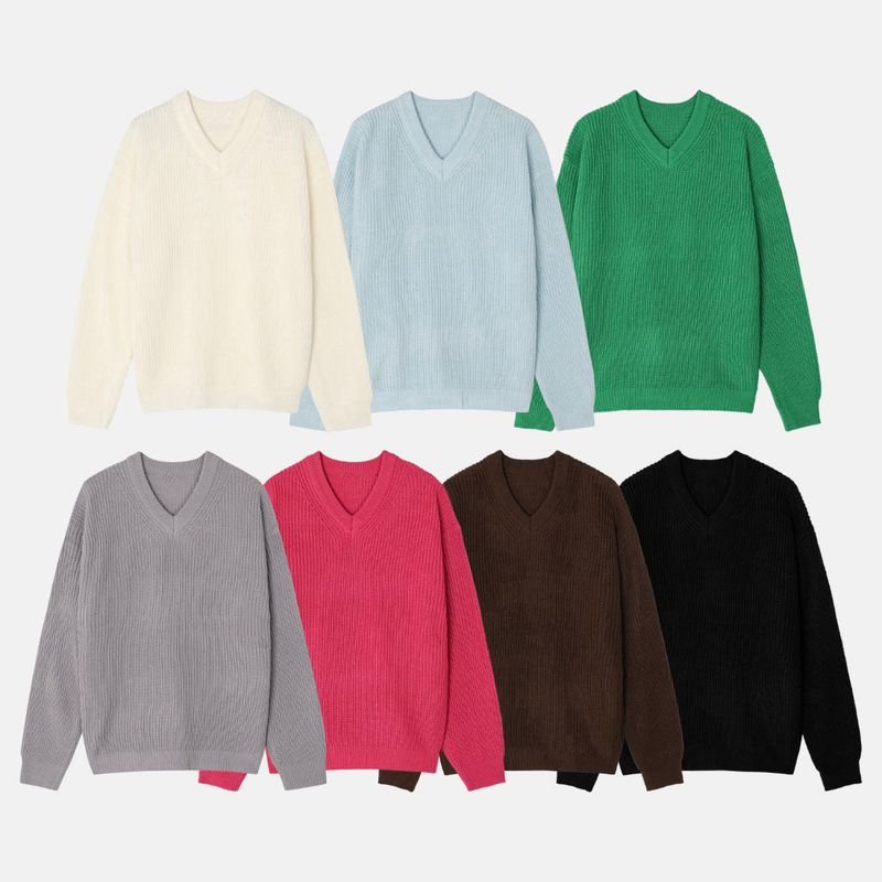 LMN Robe A Heavy Heart V-Neck Knitwear (6 colors)