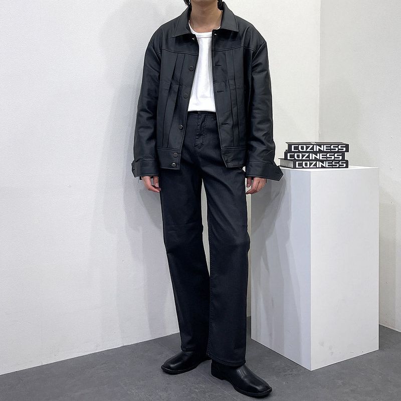 EV leather pin tuck jacket (3 colors)