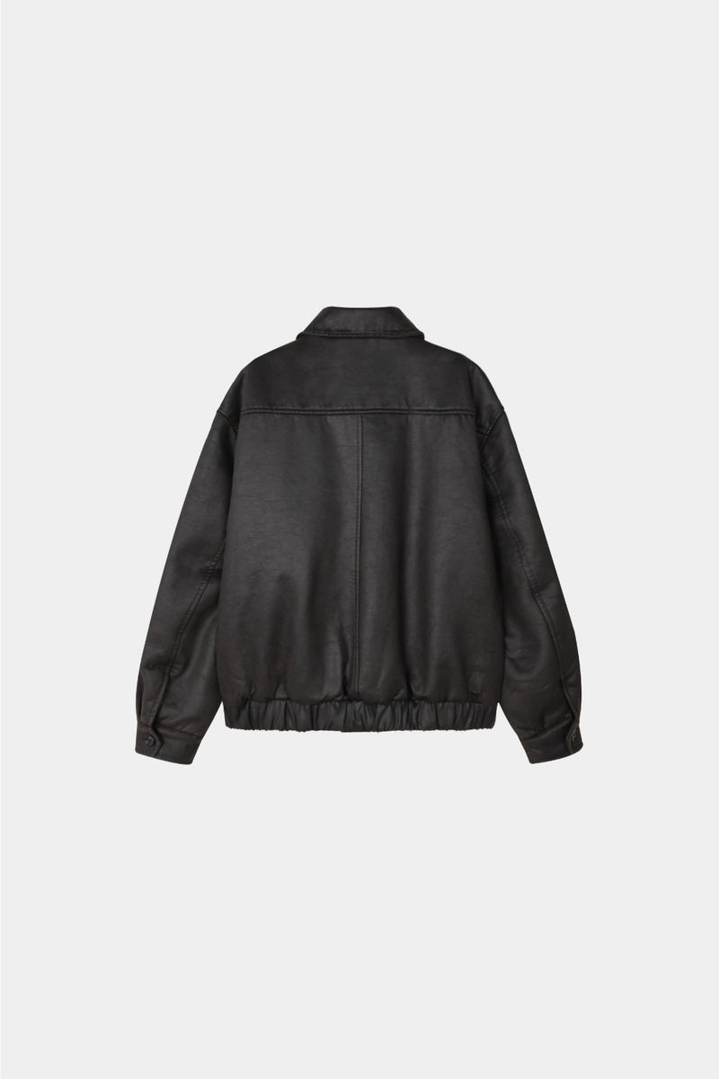 Vintage leather blouson padded jacket
